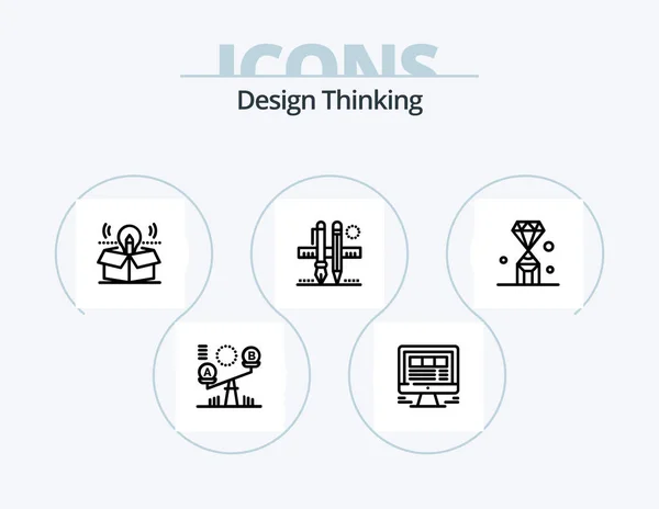 Design Thinking Line Icon Pack Icon Design Idea Brainstorm Brush — Stock vektor