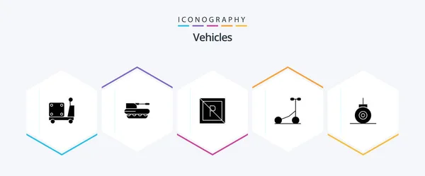 Vehicles Glyph Icon Pack Including Bathyscaphe Transport Tank Sport — Vettoriale Stock