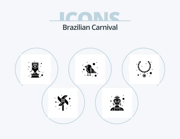 Brazilian Carnival Glyph Icon Pack Icon Design Present Jewel Carnival — Archivo Imágenes Vectoriales