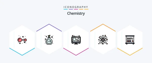 Chemistry Filledline Icon Pack Including Physics Study Online Experiment Science — Wektor stockowy