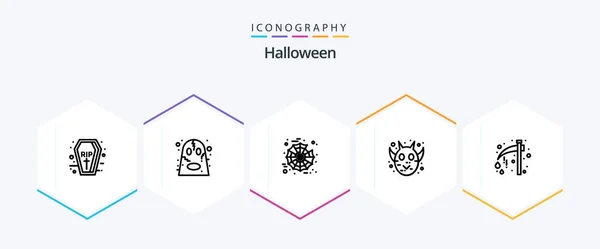 Halloween Line Icon Pack Including Halloween Axe Halloween Halloween Animal — Stock vektor