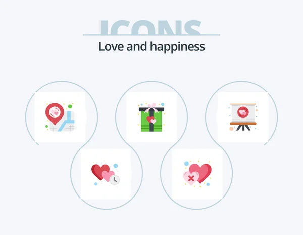 Love Flat Icon Pack Icon Design Heart Present Cross Gift — Vettoriale Stock