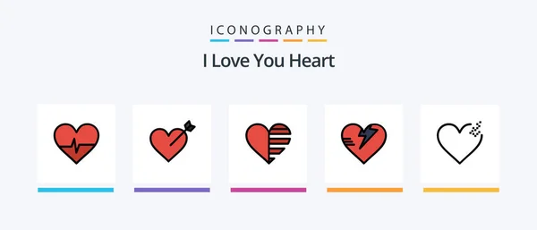 Heart Line Filled Icon Pack Including Tick Heart Love Report — Image vectorielle