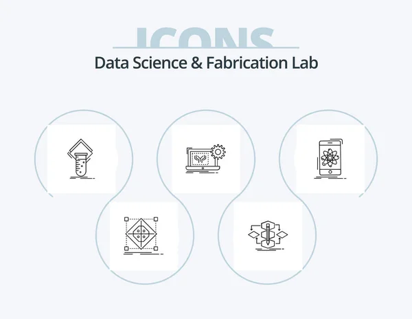 Data Science Fabrication Lab Line Icon Pack Icon Design Detection — Wektor stockowy