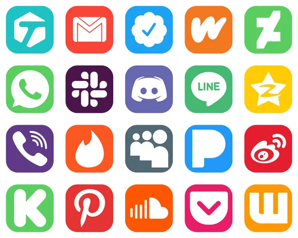 Versatile Social Media Icons Qzone Whatsapp Line Text Icons Modern — Stockvector