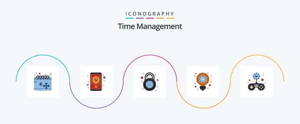 Time Management Flat Icon Pack Including Free Light Clock Idea — Stock vektor