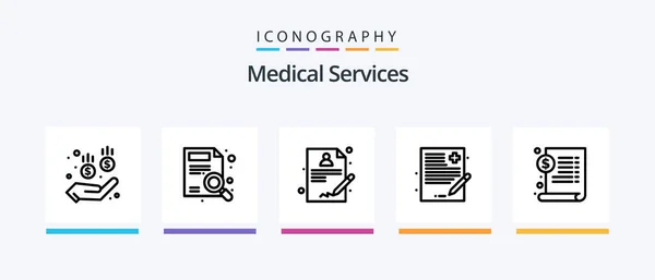 Medical Services Line Icon Pack Including Claim Safe Report Money — Stock Vector