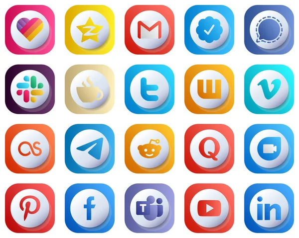 Cute High Resolution Gradient Social Media Icons Wattpad Twitter Signal — Wektor stockowy