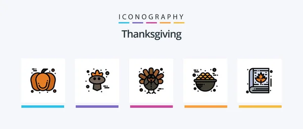 Thanksgiving Line Filled Icon Pack Including Thanksgiving Apple Baking Thanksgiving — 图库矢量图片