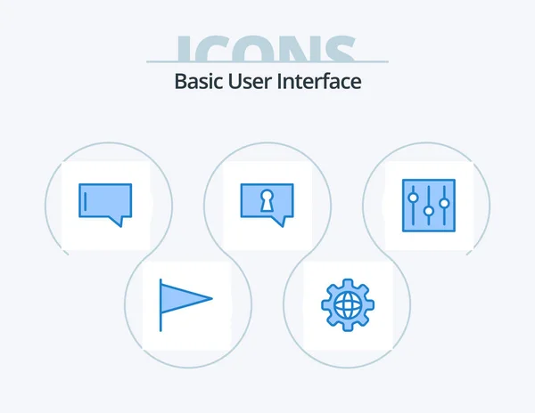 Basic Blue Icon Pack Icon Design Setting Message Interface Basic — Vector de stock