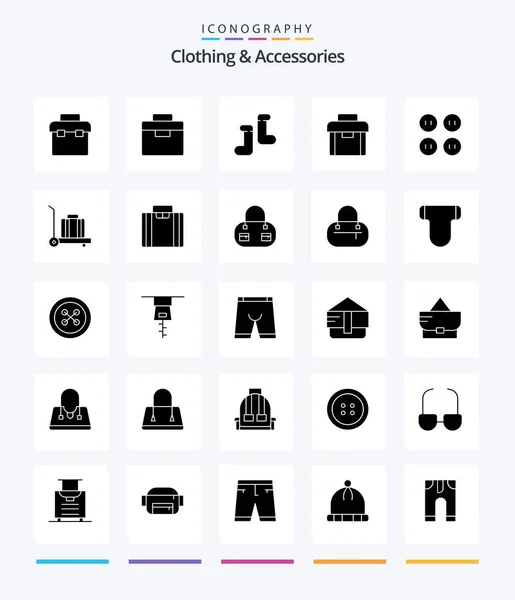 Creative Clothing Accessories Glyph Solid Black Icon Pack Suitcase Briefcase — Stock Vector