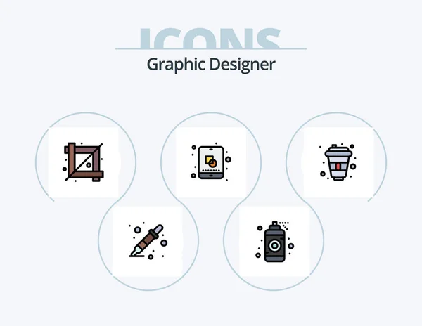 Graphic Designer Line Filled Icon Pack Icon Design Color Picker — Wektor stockowy