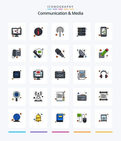 Creative Communication Media Line Filled Icon Pack Social Media Network — Stockový vektor