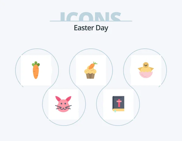Easter Flat Icon Pack Icon Design Egg Easter Carrot Food — Archivo Imágenes Vectoriales