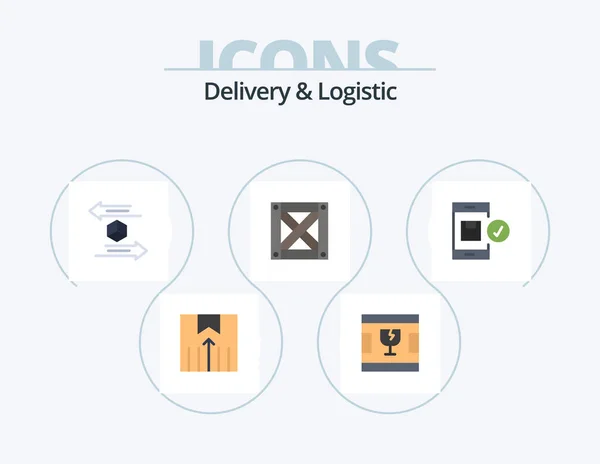 Delivery Logistic Flat Icon Pack Icon Design Wood Logistic Shapes — Vector de stock