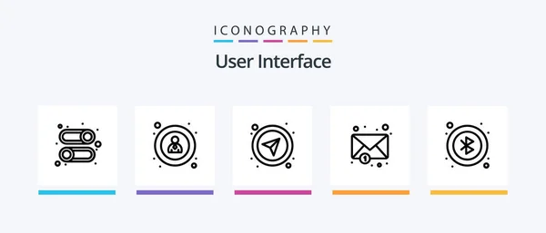 User Interface Line Icon Pack Including Sun Cloud Interface Shield — Stock vektor
