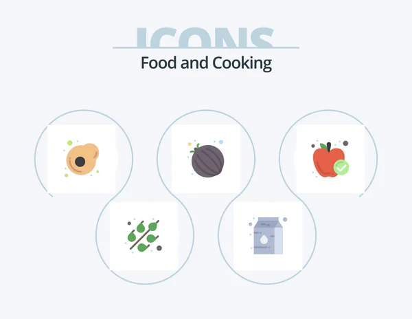 Food Flat Icon Pack Icon Design Healthy Food Omelet Meal — Stok Vektör