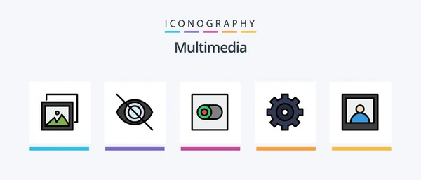 Multimedia Line Filled Icon Pack Including Preferences Toggle Control Creative — Vetor de Stock