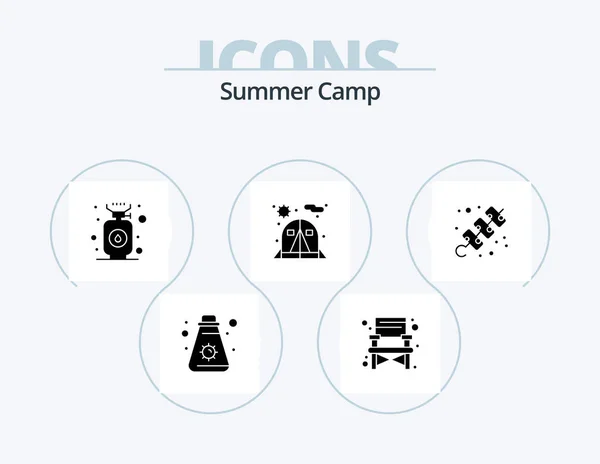Summer Camp Glyph Icon Pack Icon Design Travel Holidays Cook — Stock vektor