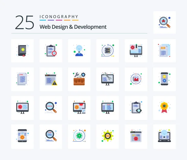 Web Design Development Flat Color Icon Pack Including Design Sprint — Stockvector