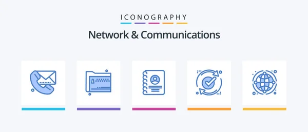 Network Communications Blue Icon Pack Including Reload Report Documents User — Stok Vektör