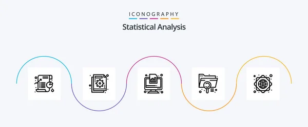 Statistical Analysis Line Icon Pack Including Document Analysis Failure Report — Stockový vektor