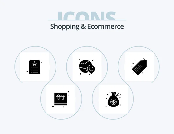 Shopping Ecommerce Glyph Icon Pack Icon Design Tag Location Card — Vector de stock