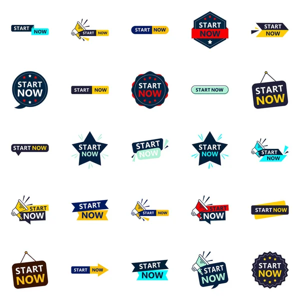 Start Now Fresh Typographic Elements Modern Call Action Campaign — Stockvektor