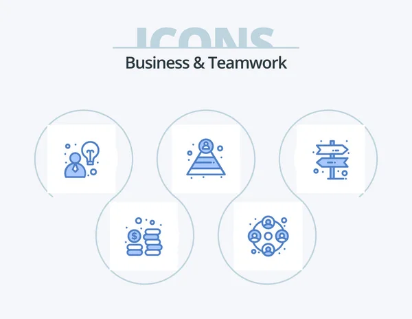 Business Teamwork Blue Icon Pack Icon Design Direction Idea Decision — Vector de stock