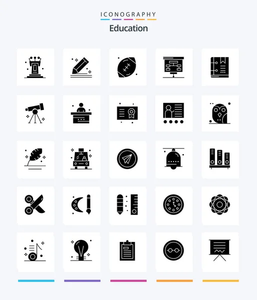 Creative Education Glyph Solid Black Icon Pack Statistics Graphic Stationery — Vettoriale Stock