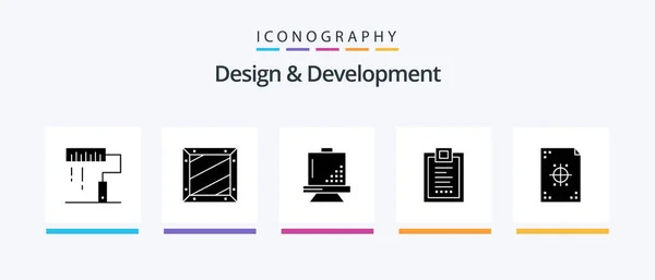 Разработка Glyph Icon Pack Включая Доставку Кодирование Развитие Краска Дизайн — стоковый вектор