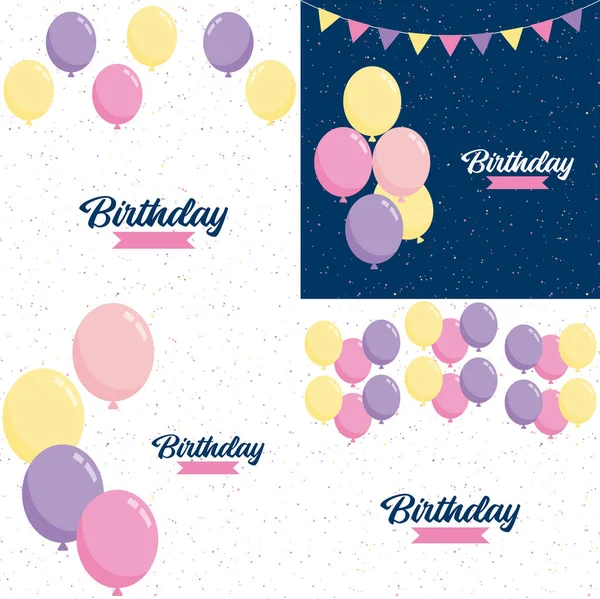 Happy Birthday Bold Geometric Font Pattern Birthday Candles Background — Stockvector