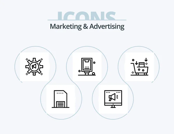 Marketing Advertising Line Icon Pack Icon Design Price Money Gift — 图库矢量图片