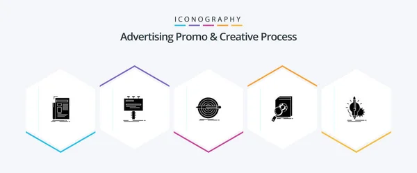 Advertising Promo Creative Process Glyph Icon Pack Including Financial Analysis — Stockový vektor