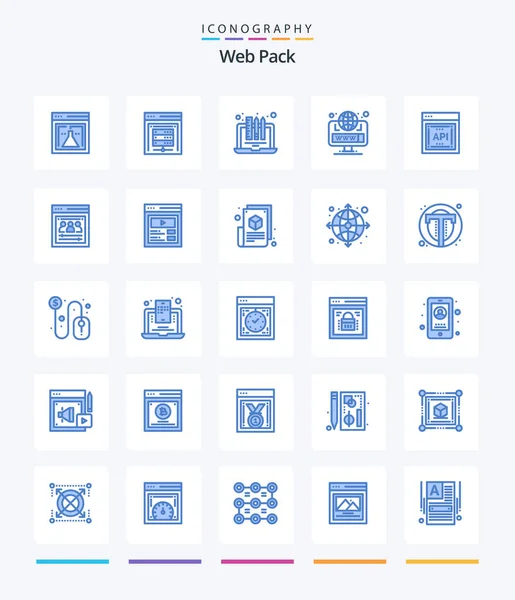 Creative Web Pack Blue Icon Pack Api Site Design Globe — Vector de stock