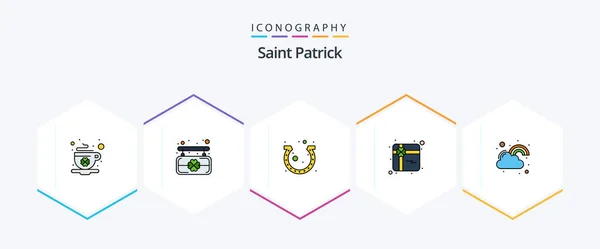 Saint Patrick Filledline Icon Pack Including Joy Fortune Festival Present — Stockvector