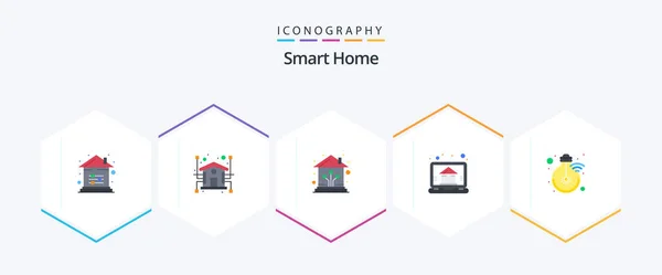 Smart Home Flat Icon Pack Including Idea Monitor Network Home — Vector de stock