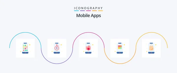 Mobile Apps Flat Icon Pack Including Apps Mobile Photo Mobile — Stockvektor