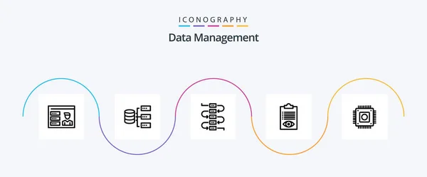 Data Management Line Icon Pack Including Job Check Base Note — Image vectorielle