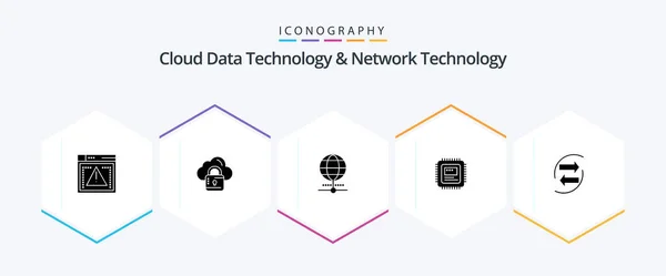 Cloud Data Technology Network Technology Glyph Icon Pack Including Chart — Διανυσματικό Αρχείο