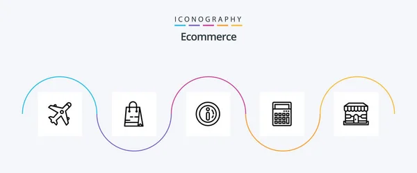 Ecommerce Line Icon Pack Including Shop Office Ecommerce Math Calculator — Stockvector