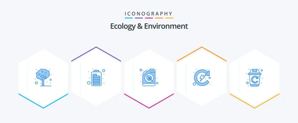 Ecology Environment Blue Icon Pack Including Recycle Recycling Conventional Energy — Stockvektor