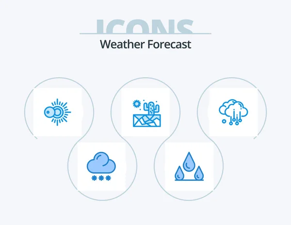 Weather Blue Icon Pack Icon Design Weather Sunny Rain Weather — Stockvector