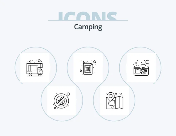 Camping Line Icon Pack Icon Design Para Cord Watch Knot — Διανυσματικό Αρχείο