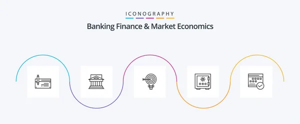 Banking Finance Market Economics Line Icon Pack Including Goal Target — Wektor stockowy