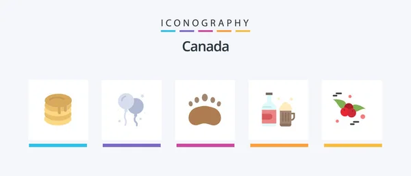 Canada Flat Icon Pack Including Food Canada Education Cup Bottle — Stock vektor