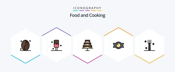Food Filledline Icon Pack Including Photo Tableware Fork — Stock Vector