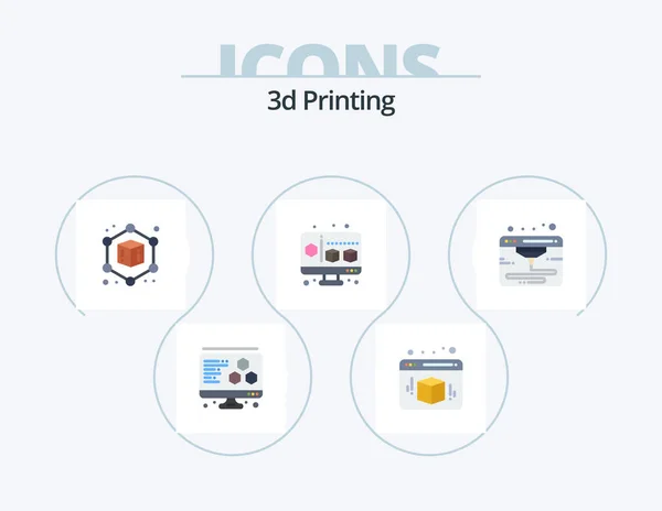 Printing Flat Icon Pack Icon Design Webd Cube Internet Gadget — Stok Vektör
