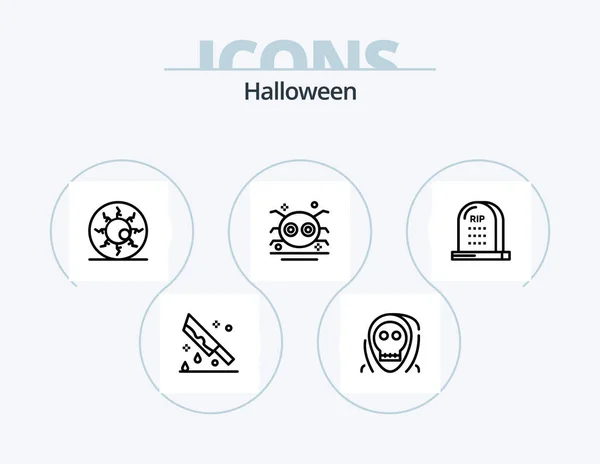 Halloween Line Icon Pack Icon Design Graveyard Death Halloween Legend — 图库矢量图片