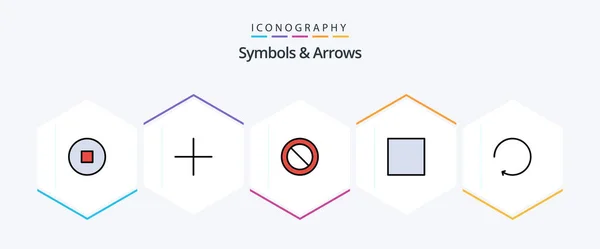 Symbols Arrows Filledline Icon Pack Including Stop — Stockvector